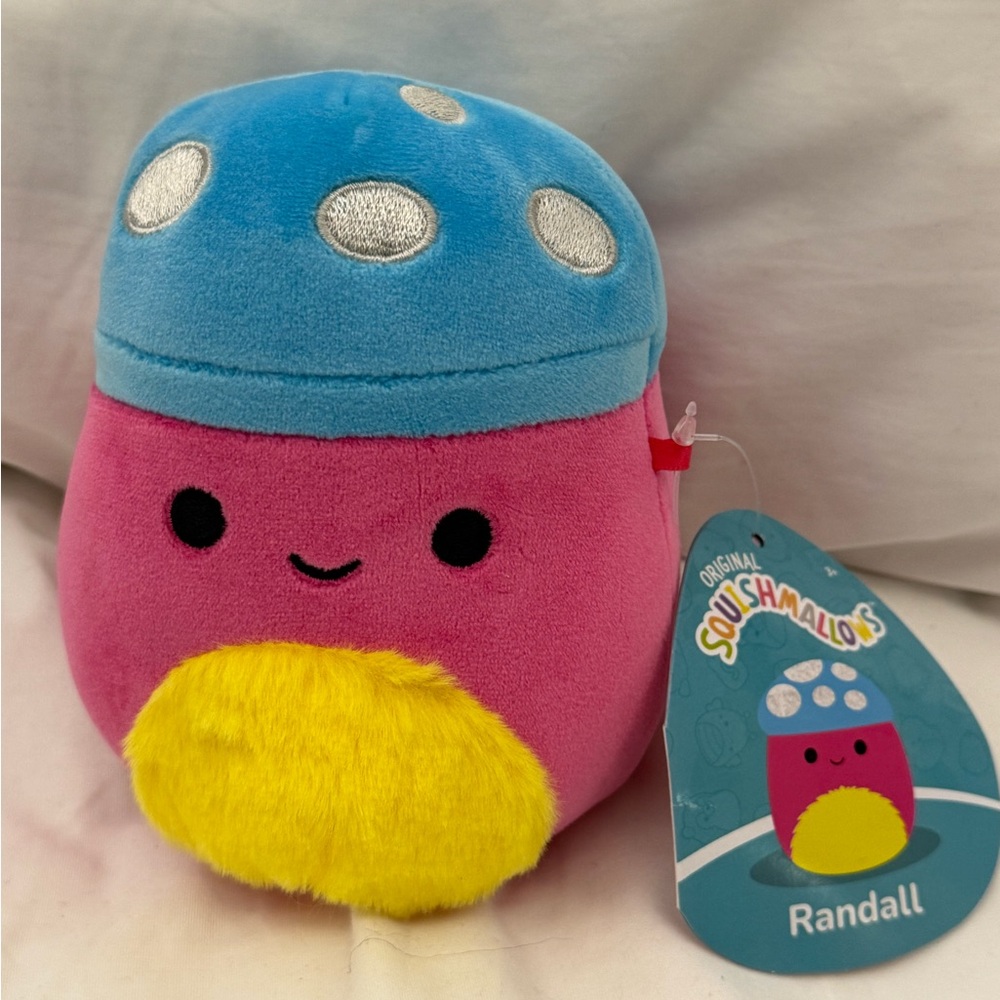 NEW Squishmallows 5” Inch Randall the Blue Pink & Yellow Black Light Mushroom